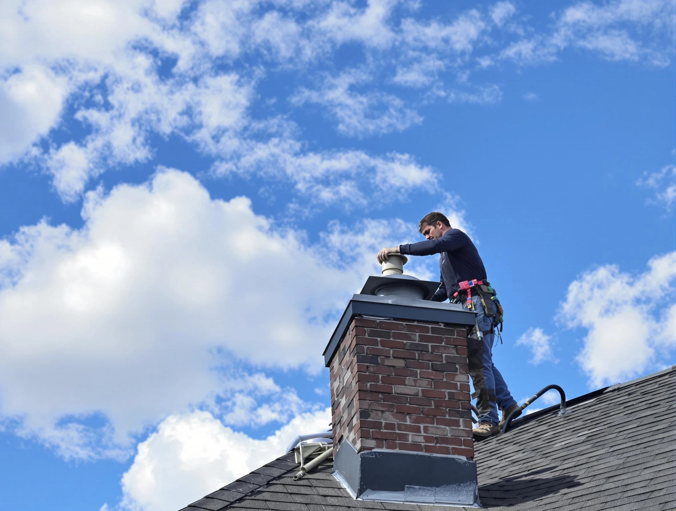 Little Egg Harbor Chimney Sweep installing a sturdy chimney cap in Little Egg Harbor, NJ