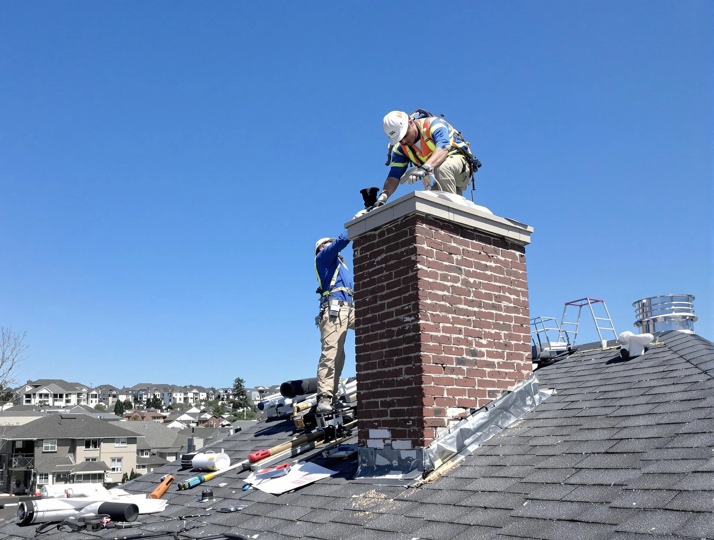 Little Egg Harbor Chimney Sweep repairing a chimney crown in Little Egg Harbor, NJ