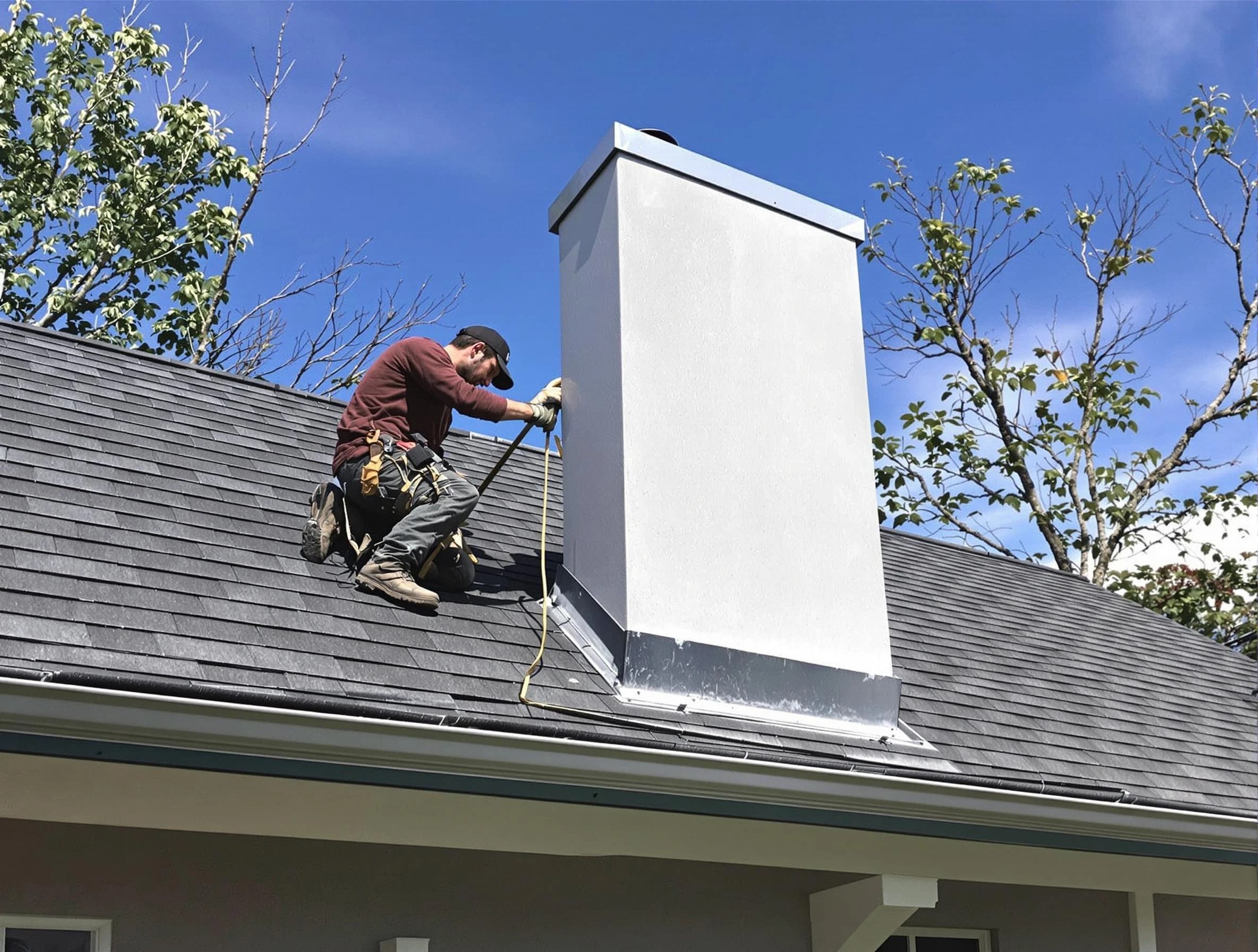 Little Egg Harbor Chimney Sweep team member finishing chimney construction in Little Egg Harbor, NJ