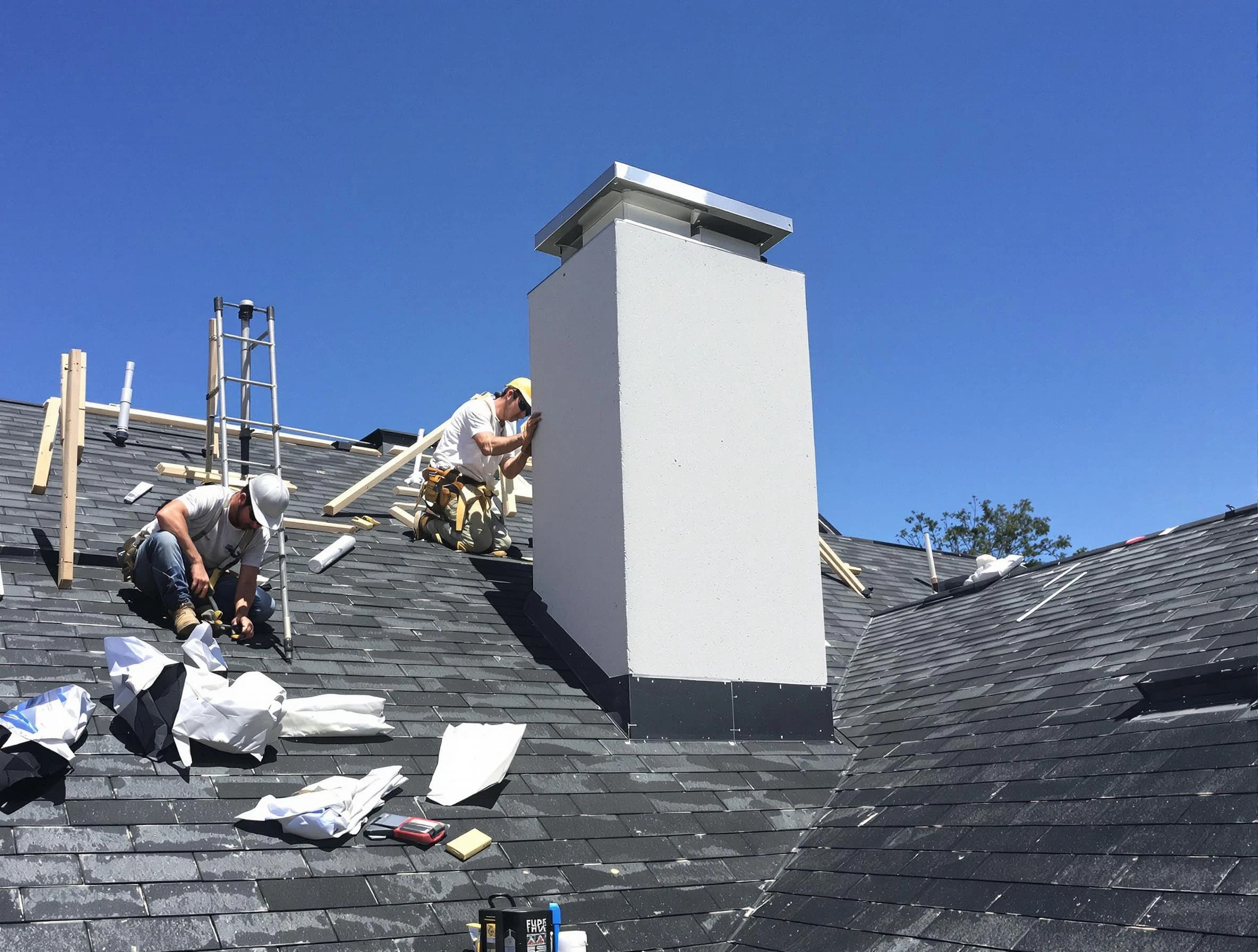 Little Egg Harbor Chimney Sweep crew installing a new chimney in Little Egg Harbor, NJ