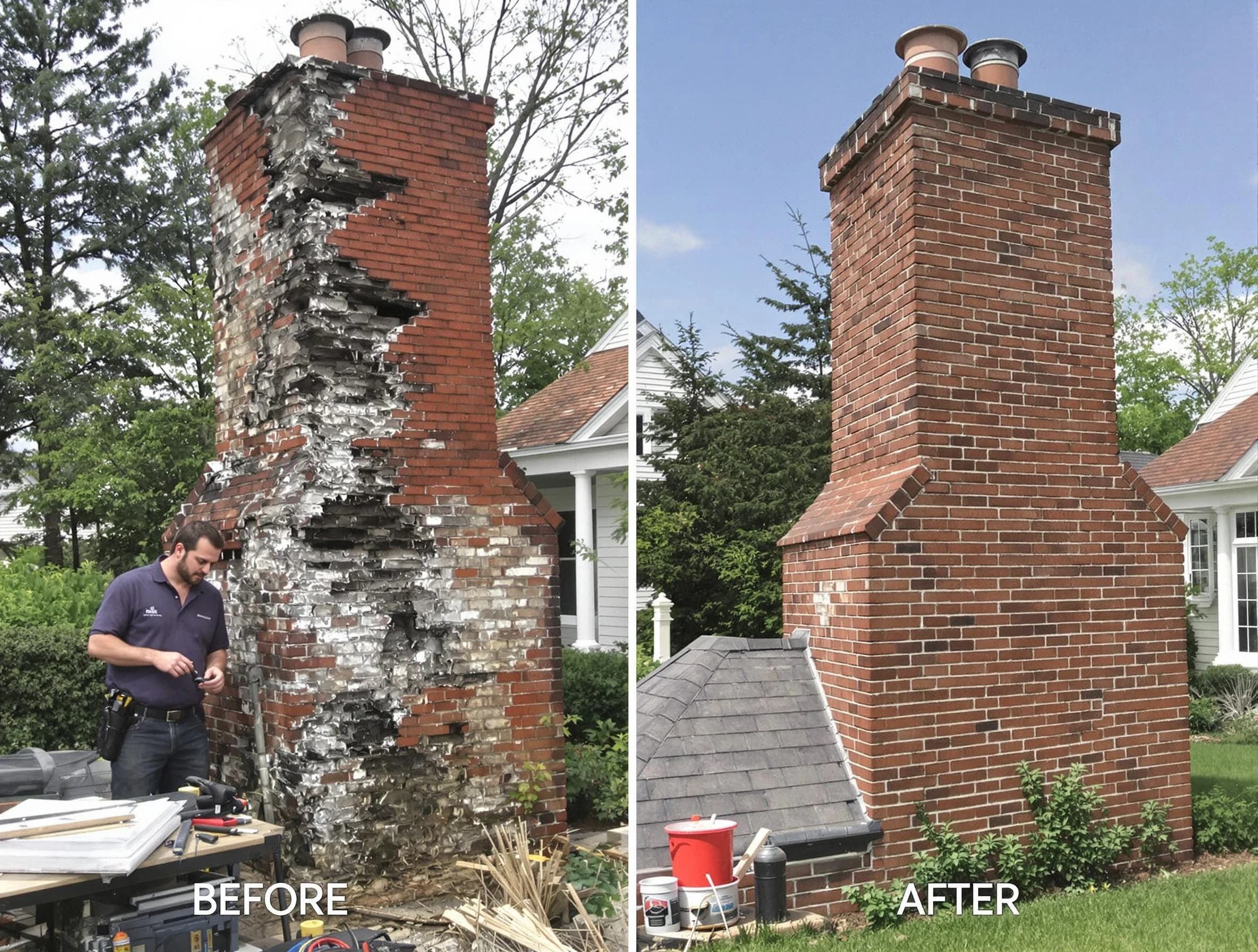 Little Egg Harbor Chimney Sweep performing a full chimney restoration in Little Egg Harbor, NJ