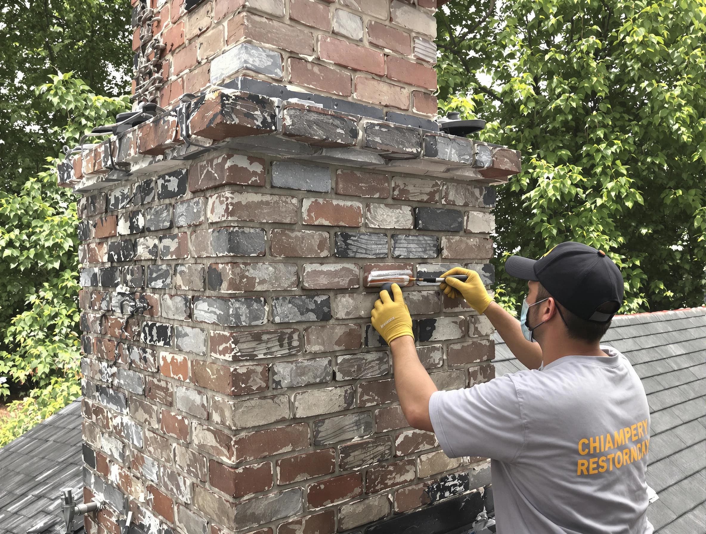 In-progress chimney restoration by Little Egg Harbor Chimney Sweep in Little Egg Harbor, NJ