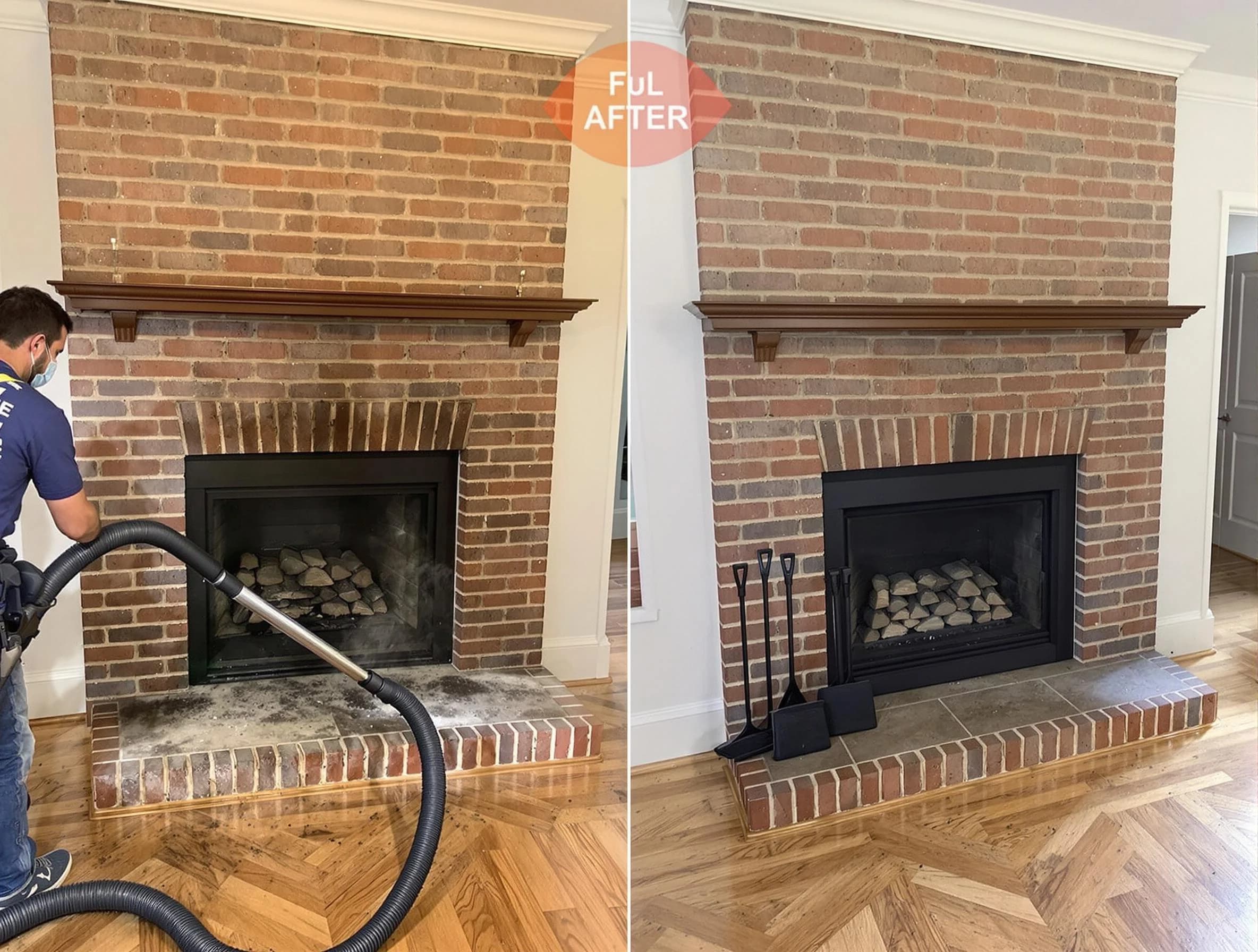 Little Egg Harbor Chimney Sweep carefully sanitizing a fireplace in Little Egg Harbor, NJ