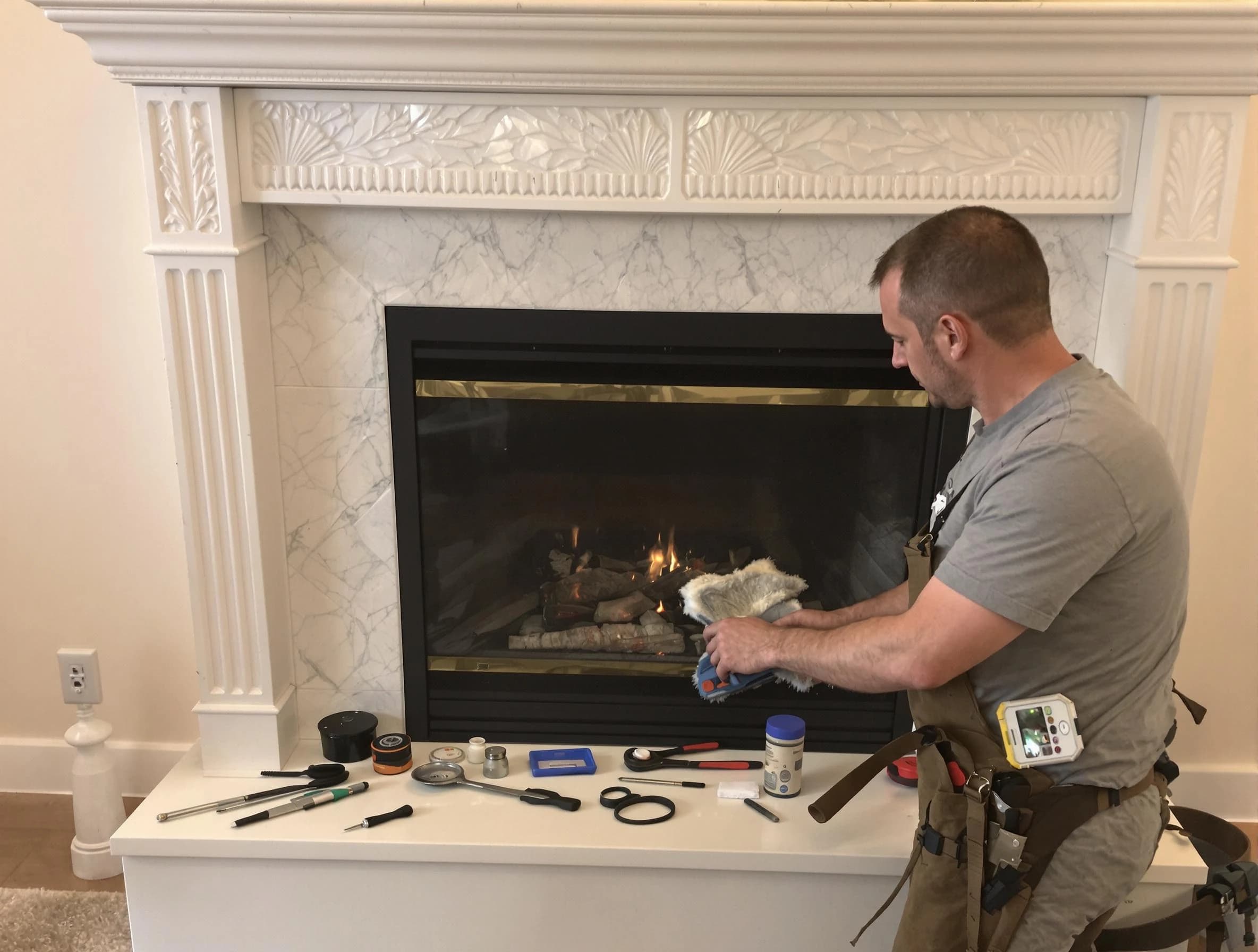 Little Egg Harbor Chimney Sweep performing fireplace maintenance in Little Egg Harbor, NJ