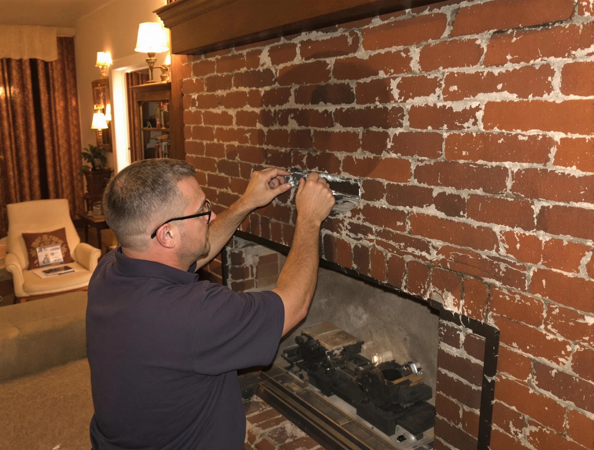 Little Egg Harbor Chimney Sweep expert fixing a fireplace in Little Egg Harbor, NJ